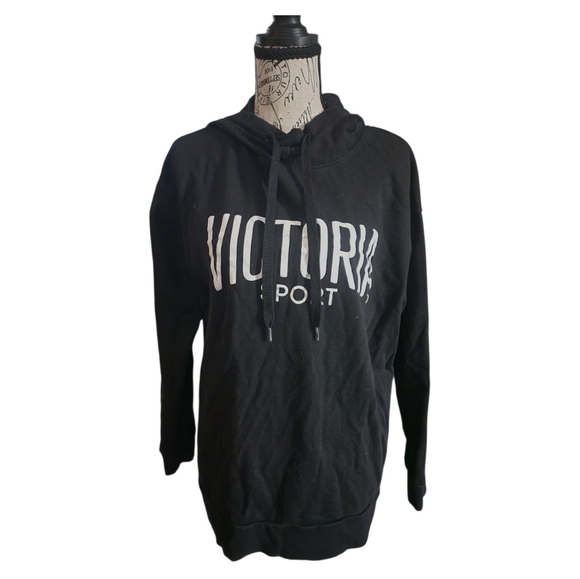 Victoria Sport Tops - Victoria Sport Black Graphic Logo Pullover Hoodie, Size Small